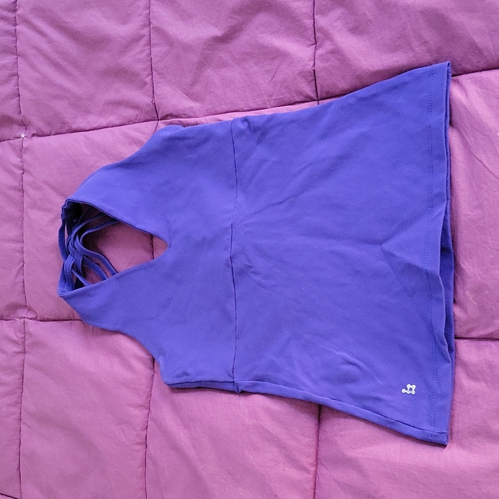 Brasil Sul Criss-Cross Lattice Back Strappy Purple / Blue V-Neck Tank Top S/M